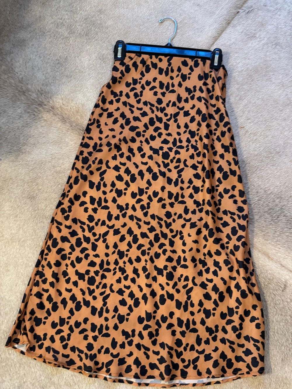 Urban Outfitters Tan and Black Leopard Midi Skirt Size S